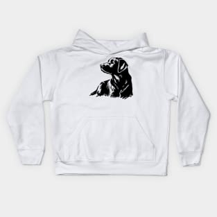 This is a simple black ink drawing of a Labrador dog Kids Hoodie